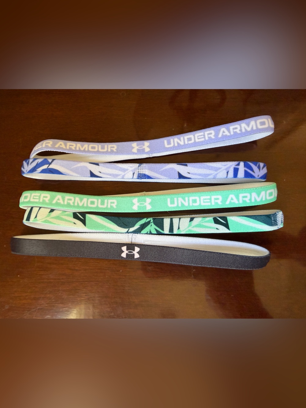 Under Armour Black, Mint Green & Lavender Elastic Sports Headbands